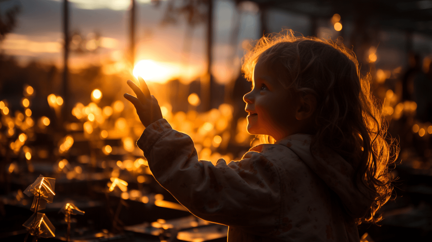 girl pointing at light